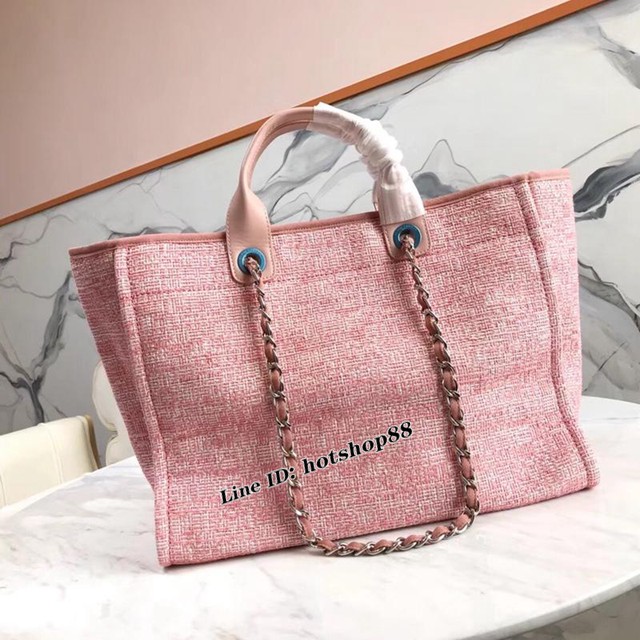 CHANEL女包 2018早春 希臘系列 最新色大號帆布沙灘包 手提購物袋 香奈兒肩背包 djc1592